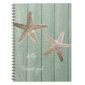 Golden Starfish & Holz Eleganter Strand Custom Chi Notizblock (Vorderseite)