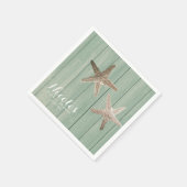 Golden Starfish & Holz Elegantes Beach Custom Part Serviette (Ecke)