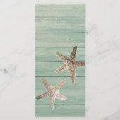 Golden Starfish & Wood Elegantes Strandmenü Karte (Rückseite)