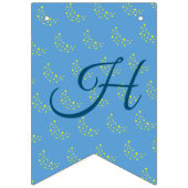 Golden Starry Moon on Picton Blue Happy Birthday Wimpelkette (Zweite Fahne)