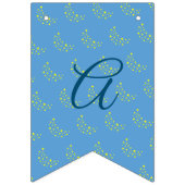 Golden Starry Moon on Picton Blue Happy Birthday Wimpelkette (Dritte Fahne)