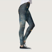 Golden Starry Night - Luxe Celestial Actuwear Leggings (Rechts)