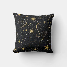 Golden Starry Night Throw Kissen