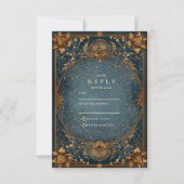 Golden Starry Night Wedding RSVP Karte (Vorderseite)