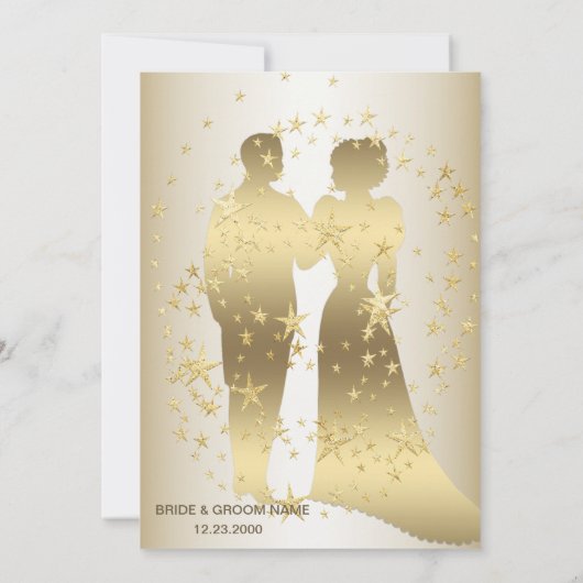 Golden Stars Bride And Groom Rehearsal Dinner Einladung (Rückseite)