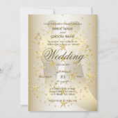 Golden Stars Bride And Groom Wedding Einladung (Vorderseite)