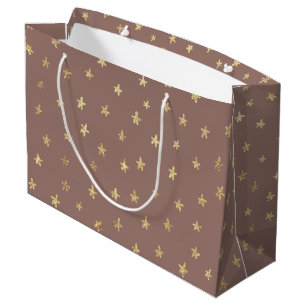 Golden Stars Choc Boho Brown 98766D Große Geschenk Geschenktüte