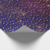 Golden Stars Confetti Celestial Firmament Lila Geschenkpapier (Ecke)