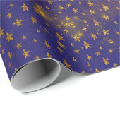 Golden Stars Confetti Celestial Firmament Lila Geschenkpapier (Rolleneckpunkt)
