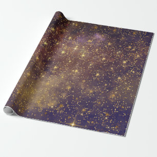 Golden Stars Confetti Celestial Galaxy Geschenkpapier