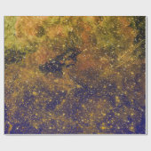 Golden Stars Galaxy Celestial Firmament Mustard Geschenkpapier (Flach)