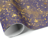 Golden Stars Galaxy Celestial Firmament Mustard Geschenkpapier (Rolleneckpunkt)