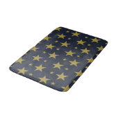 Golden Stars on Navy Blue - Elegant und zeitlos Badematte (Schrägansicht)
