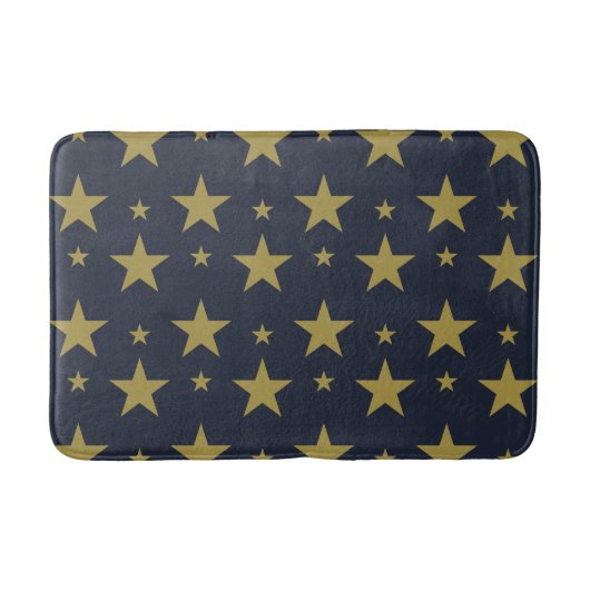 Golden Stars on Navy Blue - Elegant und zeitlos Badematte (Vorderseite)