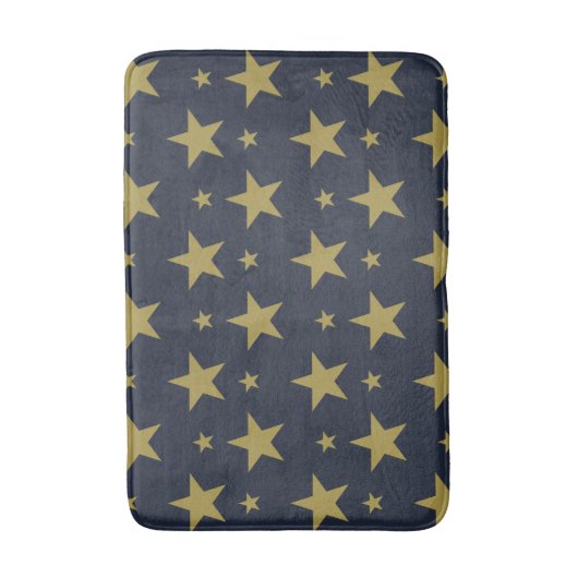 Golden Stars on Navy Blue - Elegant und zeitlos Badematte (Vorderseite Vertikal)