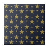 Golden Stars on Navy Blue - Elegant und zeitlos Fliese (Vorderseite)