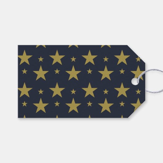 Golden Stars on Navy Blue - Elegant und zeitlos Geschenkanhänger (Vorderseite (Horizontal))