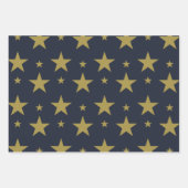 Golden Stars on Navy Blue - Elegant und zeitlos Geschenkpapier Set (Vorderseite)