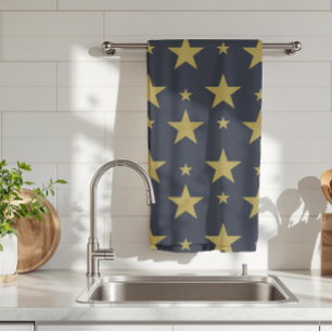 Golden Stars on Navy Blue - Elegant und zeitlos Geschirrtuch