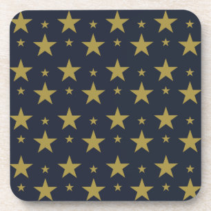 Golden Stars on Navy Blue - Elegant und zeitlos Getränkeuntersetzer