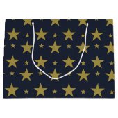 Golden Stars on Navy Blue - Elegant und zeitlos Große Geschenktüte (Vorderseite)