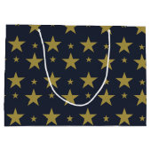 Golden Stars on Navy Blue - Elegant und zeitlos Große Geschenktüte (Rückseite)