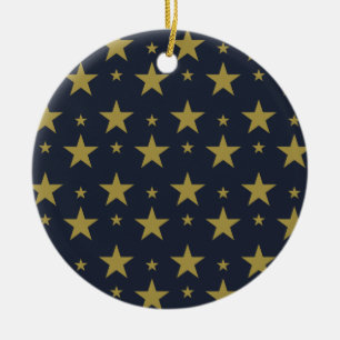 Golden Stars on Navy Blue - Elegant und zeitlos Keramik Ornament