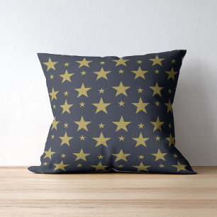 Golden Stars on Navy Blue - Elegant und zeitlos Kissen