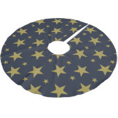Golden Stars on Navy Blue - Elegant und zeitlos Polyester Weihnachtsbaumdecke (Schrägansicht)