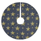 Golden Stars on Navy Blue - Elegant und zeitlos Polyester Weihnachtsbaumdecke (Vorderseite)