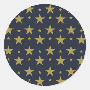 Golden Stars on Navy Blue - Elegant und zeitlos Runder Aufkleber