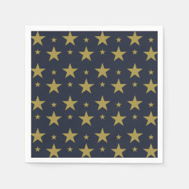 Golden Stars on Navy Blue - Elegant und zeitlos Serviette
