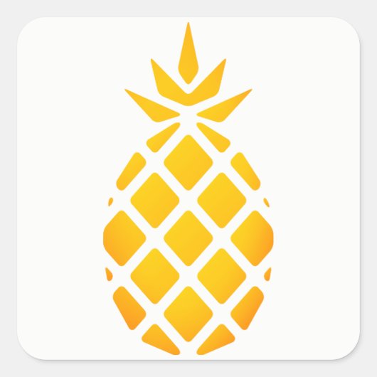 Golden Stencil Hawaiian Ananas Quadratischer Aufkleber (Vorderseite)