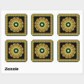 Golden strahlend Mandala Quadrat Aufkleber (Blatt)