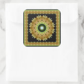 Golden strahlend Mandala Quadrat Aufkleber (Tasche)