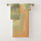 Golden Strata | Peach Burnt Orange Green Agate Badhandtuch Set (Insitu)