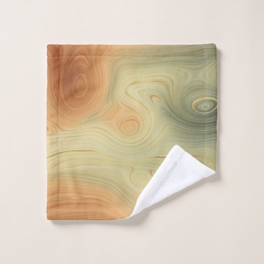 Golden Strata | Peach Burnt Orange Green Agate Badhandtuch Set (Waschlappen)