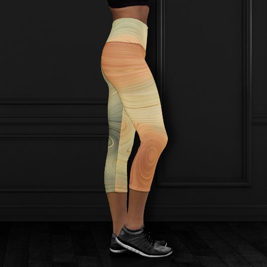Golden Strata | Peach Burnt Orange Green Agate Capri Leggings