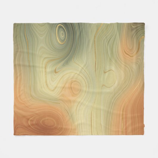 Golden Strata | Peach Burnt Orange Green Agate Fleecedecke (Vorderseite (Horizontal))