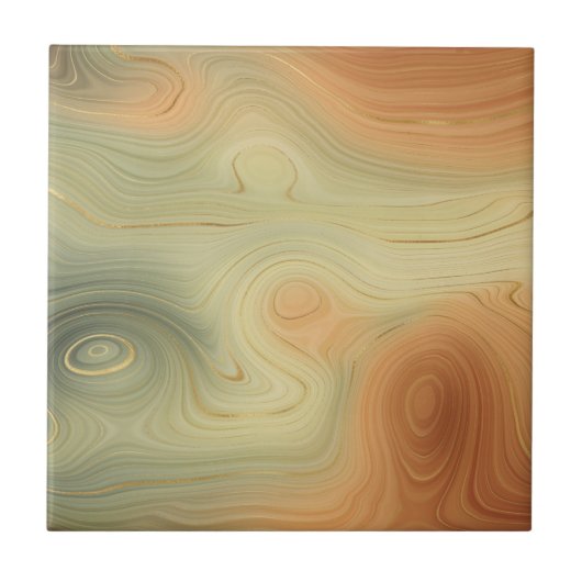 Golden Strata | Peach Burnt Orange Green Agate Fliese (Vorderseite)