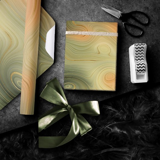 Golden Strata | Peach Burnt Orange Green Agate Geschenkpapier