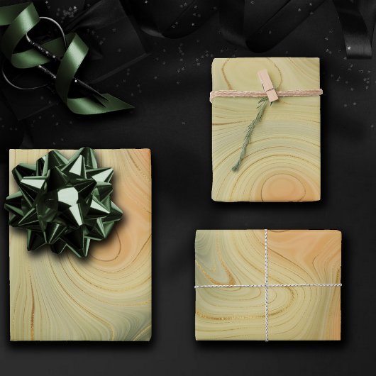 Golden Strata | Peach Burnt Orange Green Agate Geschenkpapier Set