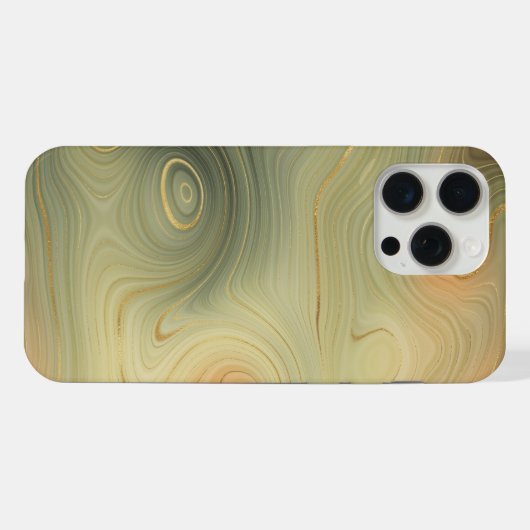 Golden Strata | Peach Burnt Orange Green Agate iPhone Hülle (Rückseite (Horizontal))