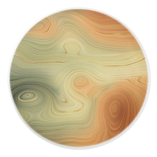 Golden Strata | Peach Burnt Orange Green Agate Keramikknauf (Vorderseite)