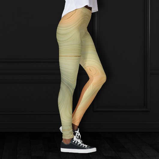 Golden Strata | Peach Burnt Orange Green Agate Leggings