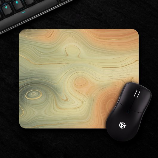 Golden Strata | Peach Burnt Orange Green Agate Mousepad
