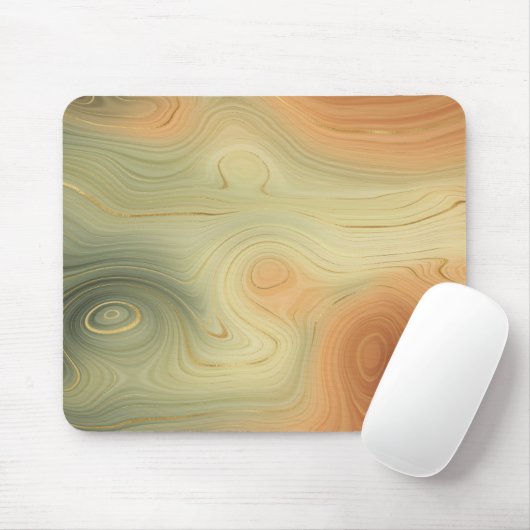 Golden Strata | Peach Burnt Orange Green Agate Mousepad (Mit Mouse)
