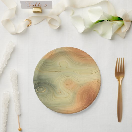 Golden Strata | Peach Burnt Orange Green Agate Pappteller (Hochzeit)