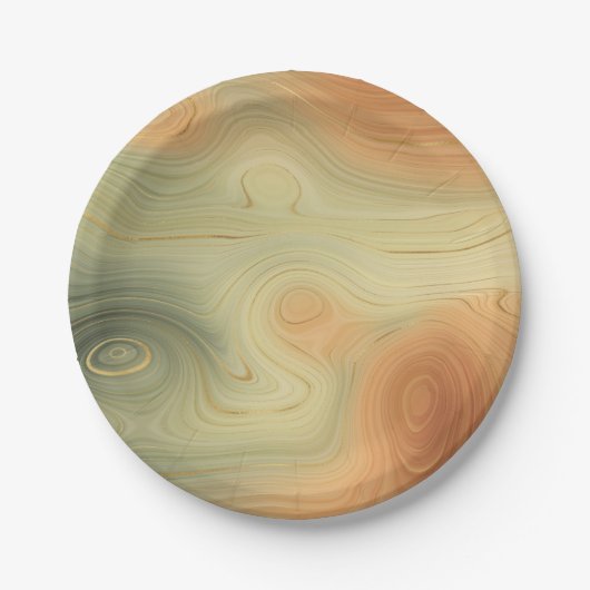 Golden Strata | Peach Burnt Orange Green Agate Pappteller (Vorderseite)