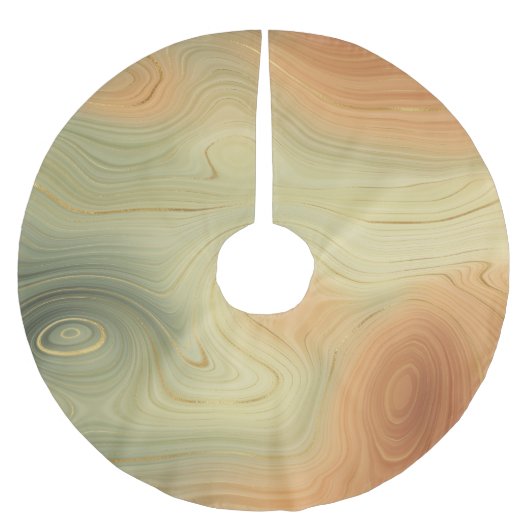 Golden Strata | Peach Burnt Orange Green Agate Polyester Weihnachtsbaumdecke (Vorderseite)